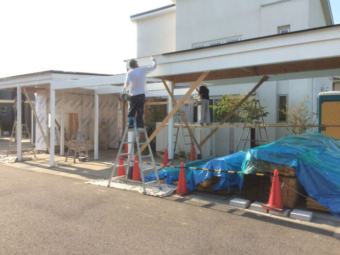 施工事例　木製カーポート　塗装2