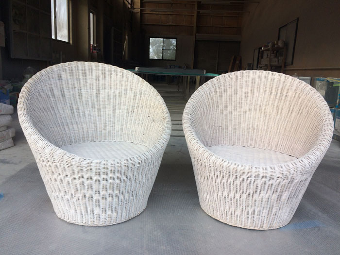 施工事例　藤の椅子　ラタンチェア1