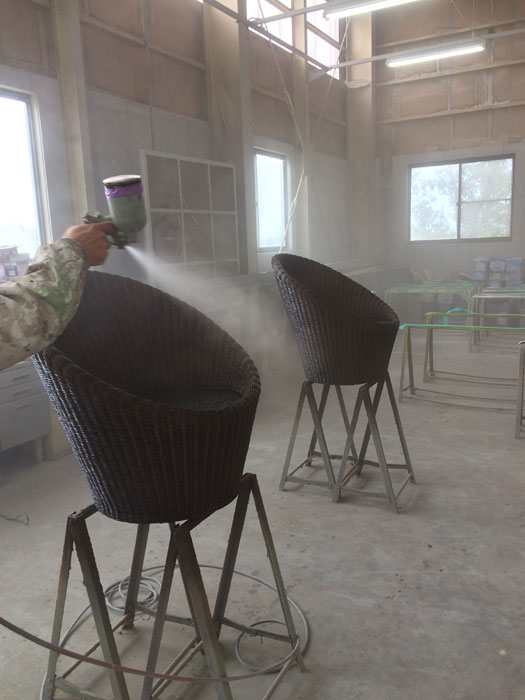 施工事例　藤の椅子　ラタンチェア3