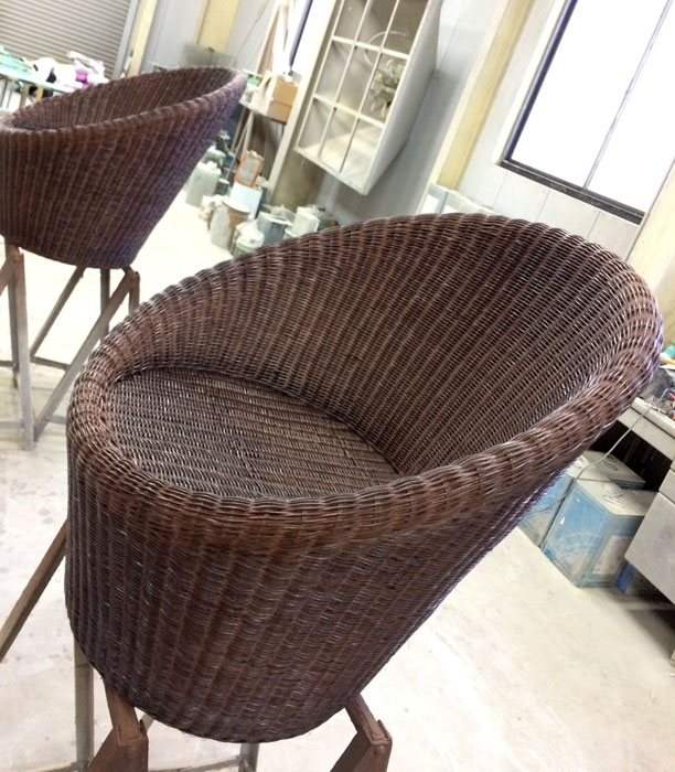 施工事例　藤の椅子　ラタンチェア6